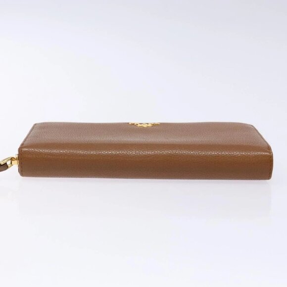 PRADA Long Wallet Leather Brown Gold Auth 133495 - Picture 6 of 16